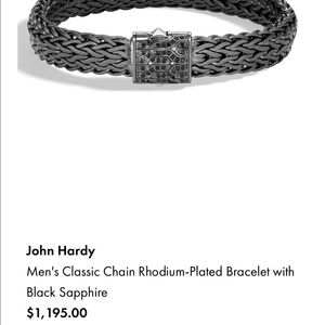 John Hardy Rhodium Plated Bracelet w Blk Sapphire